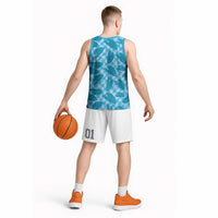 Blue Hawaii Kalo Palaka Motifs Basketball Jersey Hawaiian Taro Leaves Elegant Vibes LT14 - Polynesian Pride