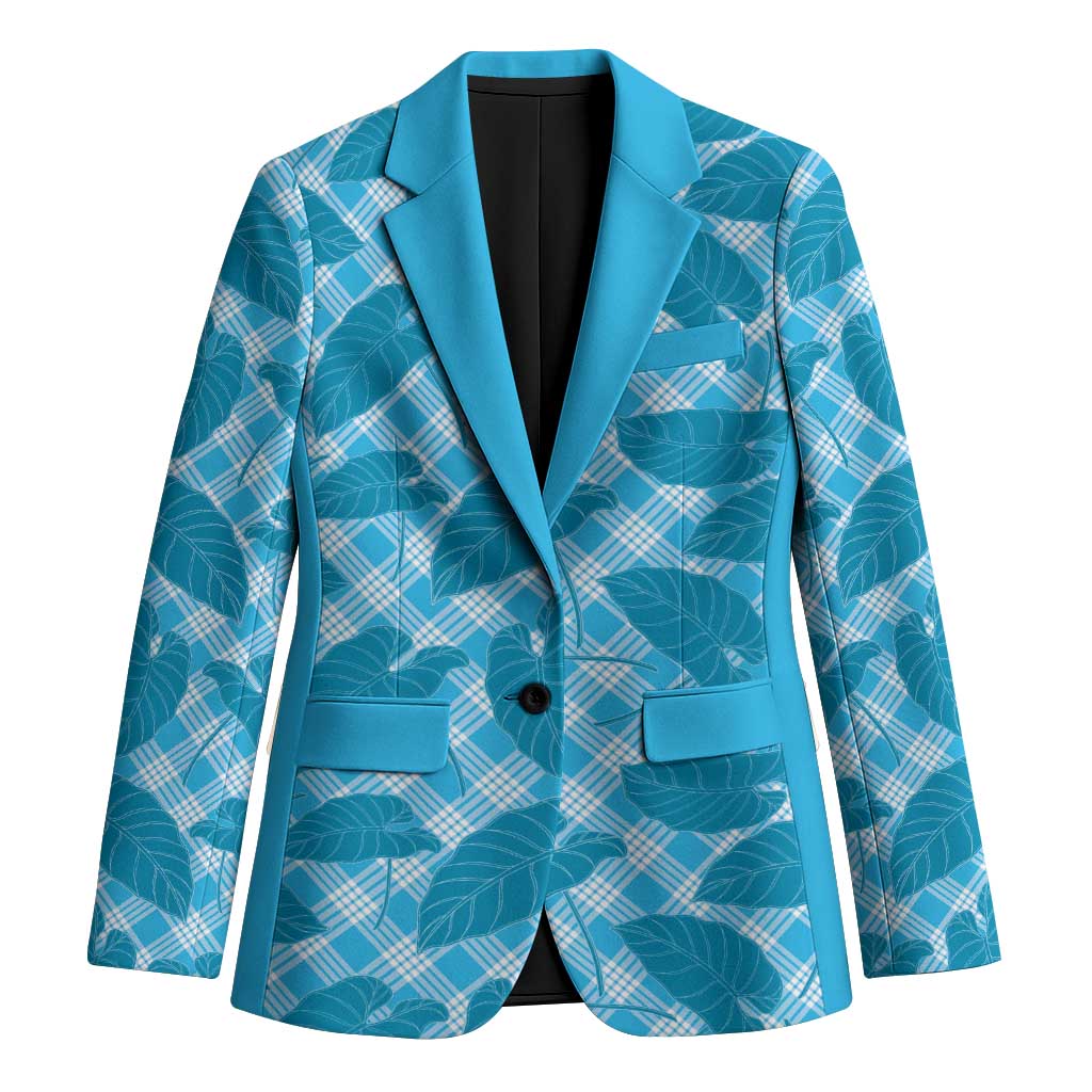 Blue Hawaii Kalo Palaka Motifs Blazer Hawaiian Taro Leaves Elegant Vibes LT14 Unisex Blue - Polynesian Pride