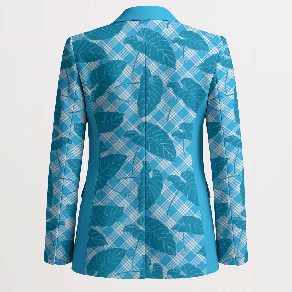 Blue Hawaii Kalo Palaka Motifs Blazer Hawaiian Taro Leaves Elegant Vibes LT14 - Polynesian Pride