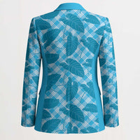 Blue Hawaii Kalo Palaka Motifs Blazer Hawaiian Taro Leaves Elegant Vibes LT14 - Polynesian Pride