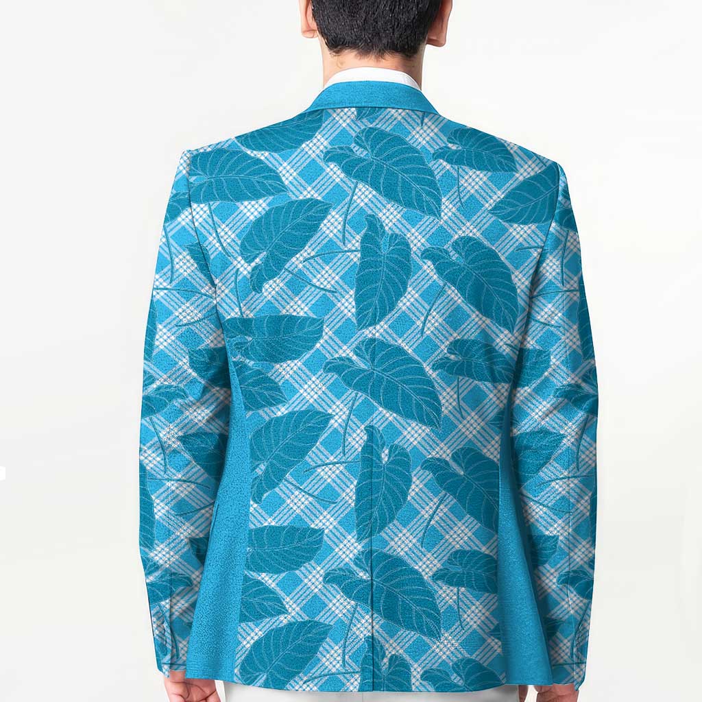 Blue Hawaii Kalo Palaka Motifs Blazer Hawaiian Taro Leaves Elegant Vibes LT14 - Polynesian Pride