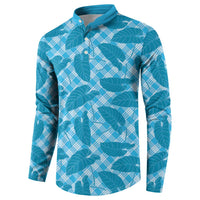 Blue Hawaii Kalo Palaka Motifs Button Sweatshirt Hawaiian Taro Leaves Elegant Vibes LT14 - Polynesian Pride