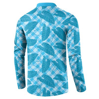 Blue Hawaii Kalo Palaka Motifs Button Sweatshirt Hawaiian Taro Leaves Elegant Vibes LT14 - Polynesian Pride