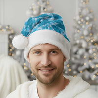 Blue Hawaii Kalo Palaka Motifs Christmas Santa Hat Hawaiian Taro Leaves Elegant Vibes LT14 - Polynesian Pride