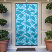 Blue Hawaii Kalo Palaka Motifs Door Cover Hawaiian Taro Leaves Elegant Vibes LT14 Blue - Polynesian Pride