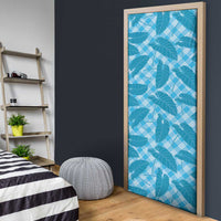 Blue Hawaii Kalo Palaka Motifs Door Cover Hawaiian Taro Leaves Elegant Vibes LT14 - Polynesian Pride