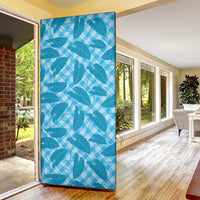Blue Hawaii Kalo Palaka Motifs Door Cover Hawaiian Taro Leaves Elegant Vibes LT14 - Polynesian Pride
