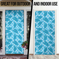 Blue Hawaii Kalo Palaka Motifs Door Cover Hawaiian Taro Leaves Elegant Vibes LT14 - Polynesian Pride