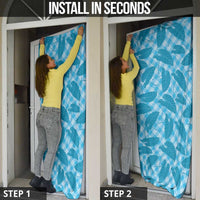 Blue Hawaii Kalo Palaka Motifs Door Cover Hawaiian Taro Leaves Elegant Vibes LT14 - Polynesian Pride