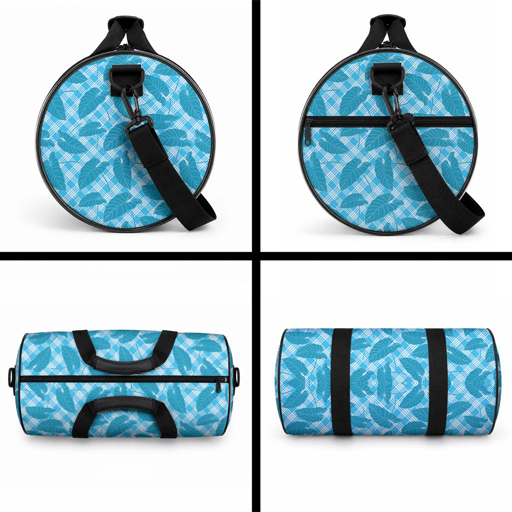 Blue Hawaii Kalo Palaka Motifs Duffle Bag Hawaiian Taro Leaves Elegant Vibes