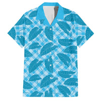 Blue Hawaii Kalo Palaka Motifs Family Matching Off The Shoulder Long Sleeve Dress and Hawaiian Shirt Hawaiian Taro Leaves Elegant Vibes LT14 Dad's Shirt - Short Sleeve Blue - Polynesian Pride