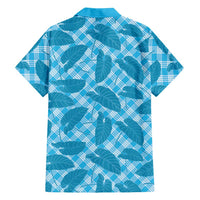 Blue Hawaii Kalo Palaka Motifs Family Matching Off Shoulder Maxi Dress and Hawaiian Shirt Hawaiian Taro Leaves Elegant Vibes LT14 - Polynesian Pride