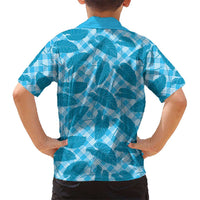 Blue Hawaii Kalo Palaka Motifs Family Matching Off Shoulder Short Dress and Hawaiian Shirt Hawaiian Taro Leaves Elegant Vibes LT14 - Polynesian Pride