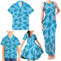 Blue Hawaii Kalo Palaka Motifs Family Matching Tank Maxi Dress and Hawaiian Shirt Hawaiian Taro Leaves Elegant Vibes LT14 - Polynesian Pride