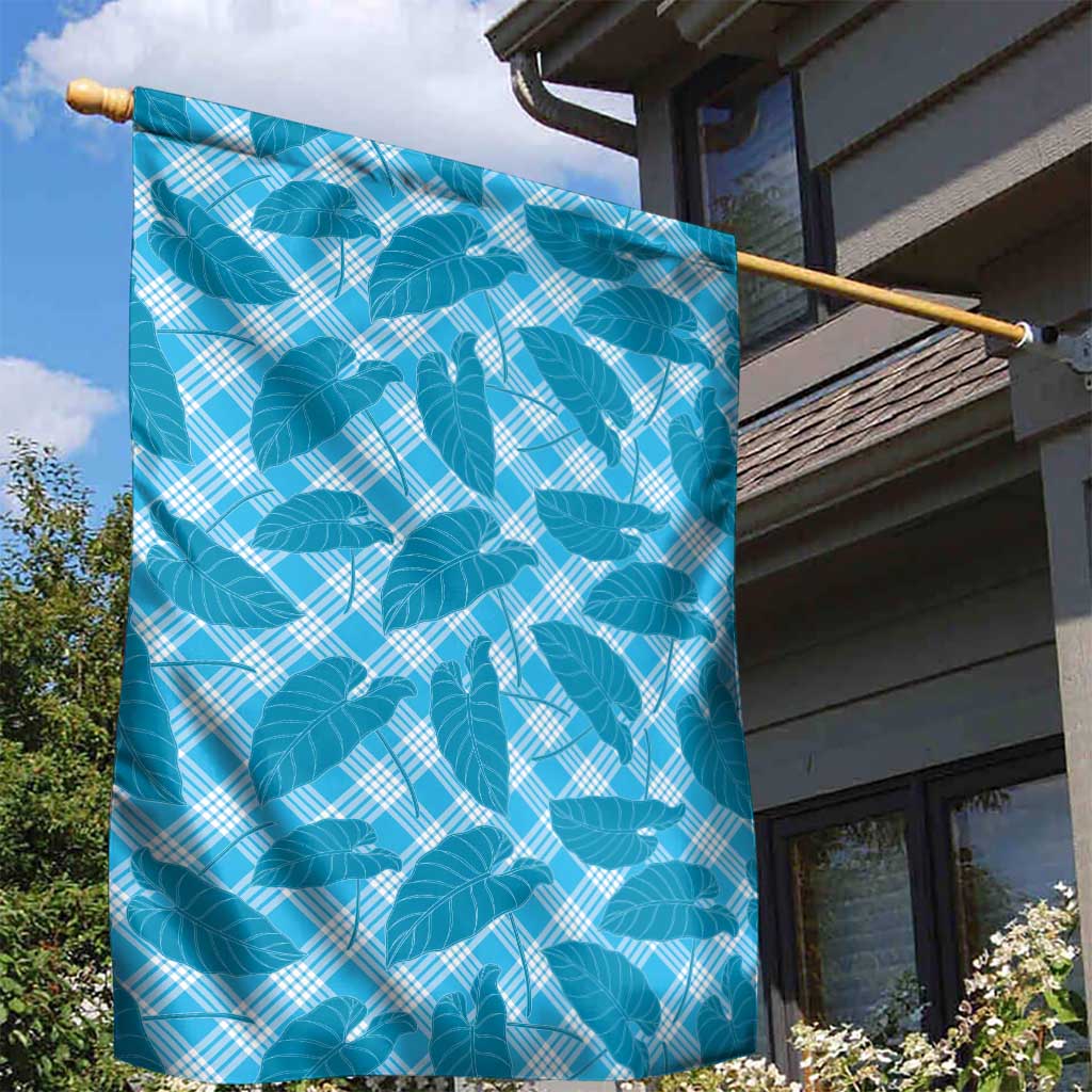 Blue Hawaii Kalo Palaka Motifs Garden Flag Hawaiian Taro Leaves Elegant Vibes LT14 - Polynesian Pride