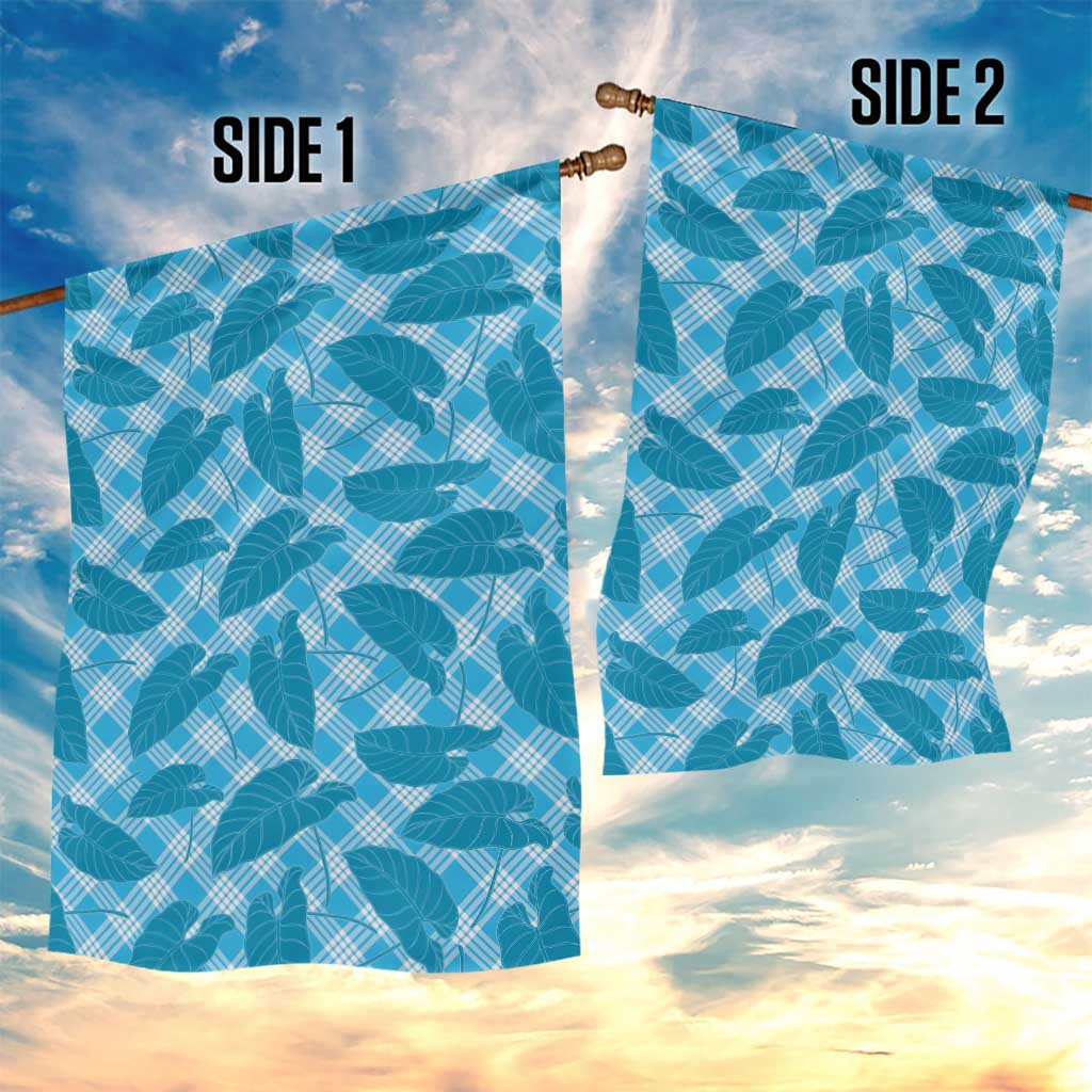 Blue Hawaii Kalo Palaka Motifs Garden Flag Hawaiian Taro Leaves Elegant Vibes LT14 - Polynesian Pride