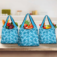 Blue Hawaii Kalo Palaka Motifs Grocery Bag Hawaiian Taro Leaves Elegant Vibes LT14 3-pack One Size Blue - Polynesian Pride