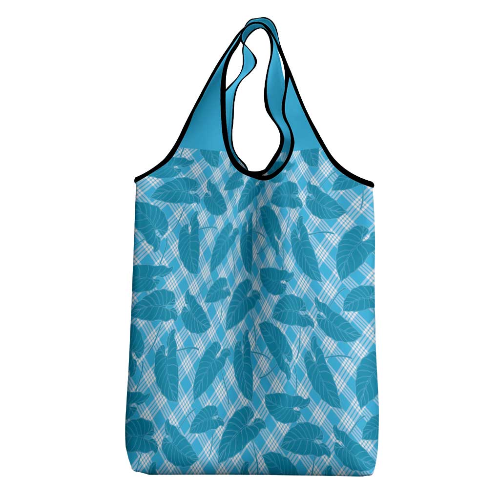Blue Hawaii Kalo Palaka Motifs Grocery Bag Hawaiian Taro Leaves Elegant Vibes LT14 - Polynesian Pride
