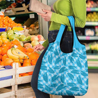 Blue Hawaii Kalo Palaka Motifs Grocery Bag Hawaiian Taro Leaves Elegant Vibes LT14 - Polynesian Pride