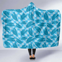 Blue Hawaii Kalo Palaka Motifs Hooded Blanket Hawaiian Taro Leaves Elegant Vibes LT14 One Size Blue - Polynesian Pride