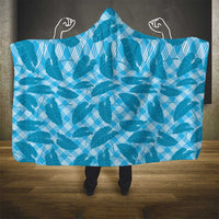 Blue Hawaii Kalo Palaka Motifs Hooded Blanket Hawaiian Taro Leaves Elegant Vibes LT14 - Polynesian Pride