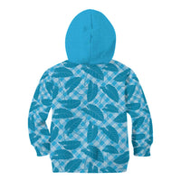 Blue Hawaii Kalo Palaka Motifs Kid Hoodie Hawaiian Taro Leaves Elegant Vibes LT14 - Polynesian Pride