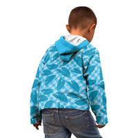 Blue Hawaii Kalo Palaka Motifs Kid Hoodie Hawaiian Taro Leaves Elegant Vibes LT14 - Polynesian Pride