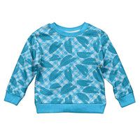 Blue Hawaii Kalo Palaka Motifs Kid Ugly Christmas Sweater Hawaiian Taro Leaves Elegant Vibes LT14 Kid Blue - Polynesian Pride