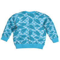 Blue Hawaii Kalo Palaka Motifs Kid Ugly Christmas Sweater Hawaiian Taro Leaves Elegant Vibes LT14 - Polynesian Pride