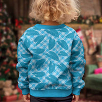 Blue Hawaii Kalo Palaka Motifs Kid Ugly Christmas Sweater Hawaiian Taro Leaves Elegant Vibes LT14 - Polynesian Pride