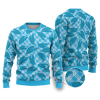 Blue Hawaii Kalo Palaka Motifs Ugly Christmas Sweater Hawaiian Taro Leaves Elegant Vibes LT14 Blue - Polynesian Pride
