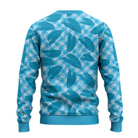 Blue Hawaii Kalo Palaka Motifs Ugly Christmas Sweater Hawaiian Taro Leaves Elegant Vibes LT14 - Polynesian Pride