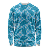 Blue Hawaii Kalo Palaka Motifs Long Sleeve Shirt Hawaiian Taro Leaves Elegant Vibes LT14 Unisex Blue - Polynesian Pride