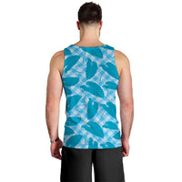 Blue Hawaii Kalo Palaka Motifs Men Tank Top Hawaiian Taro Leaves Elegant Vibes LT14 - Polynesian Pride