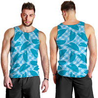 Blue Hawaii Kalo Palaka Motifs Men Tank Top Hawaiian Taro Leaves Elegant Vibes LT14 - Polynesian Pride