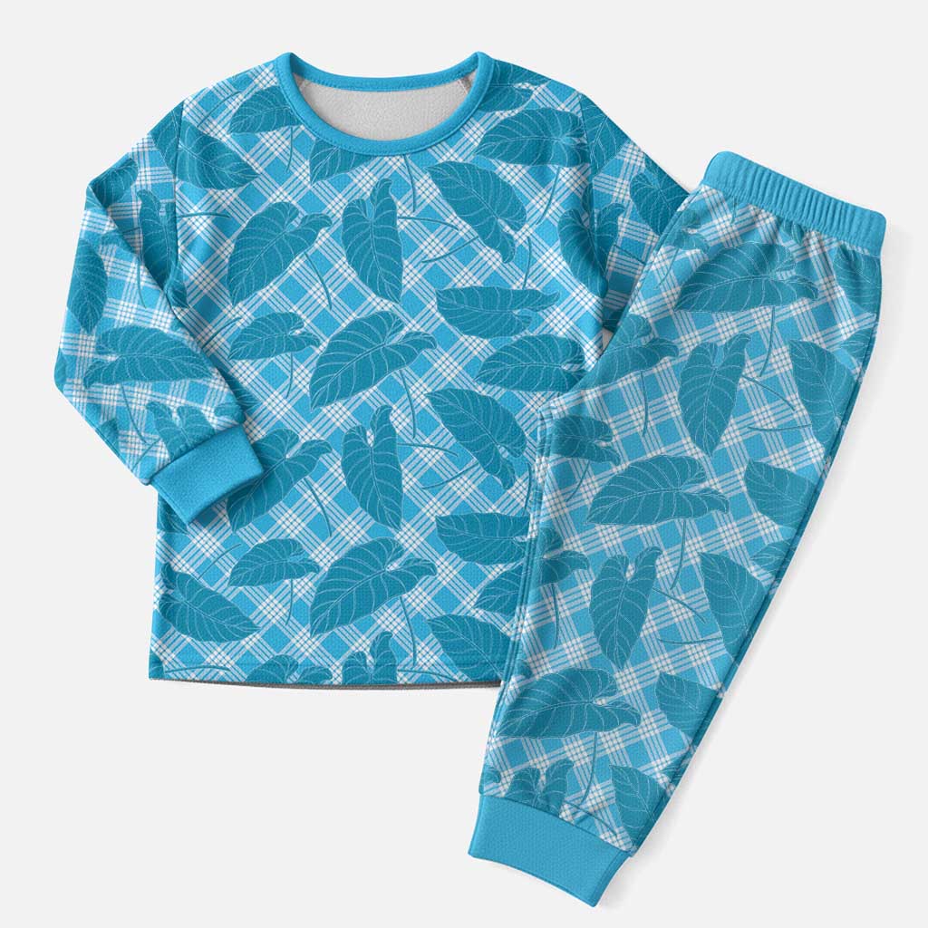 Blue Hawaii Kalo Palaka Motifs Christmas Pajama Set Hawaiian Taro Leaves Elegant Vibes LT14 Men Blue - Polynesian Pride