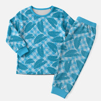 Blue Hawaii Kalo Palaka Motifs Christmas Pajama Set Hawaiian Taro Leaves Elegant Vibes LT14 Men Blue - Polynesian Pride