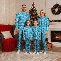 Blue Hawaii Kalo Palaka Motifs Christmas Pajama Set Hawaiian Taro Leaves Elegant Vibes LT14 - Polynesian Pride