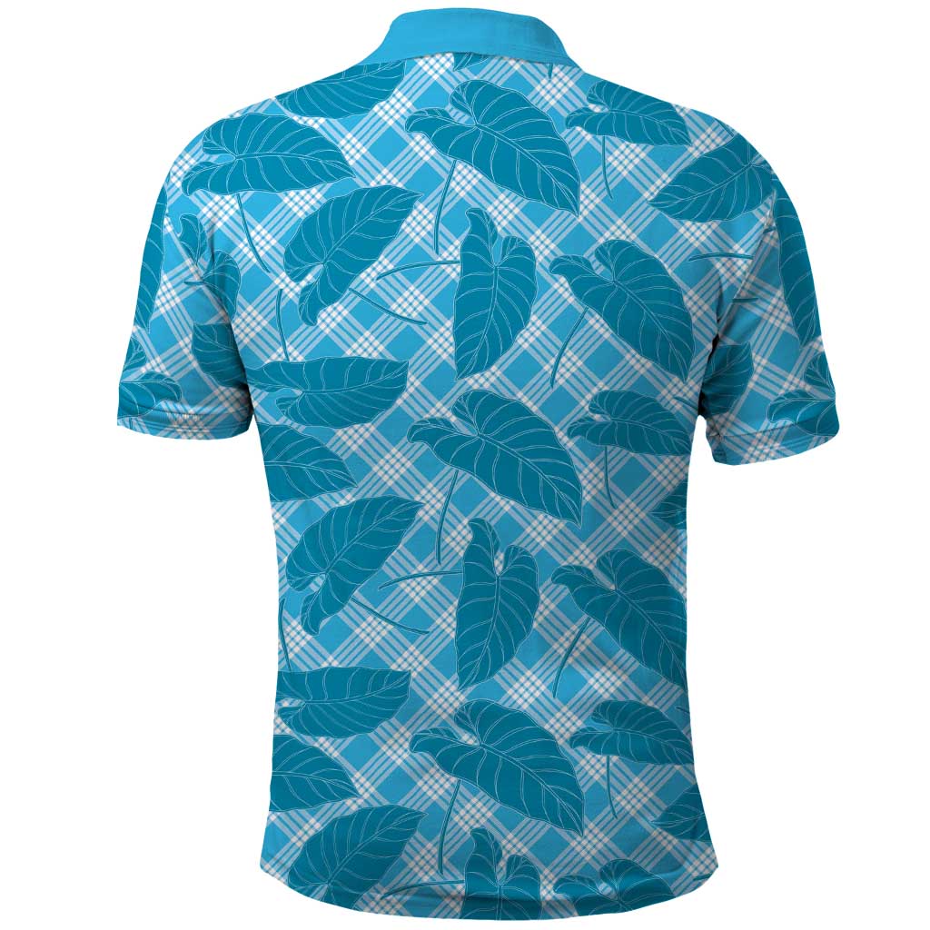 Blue Hawaii Kalo Palaka Motifs Polo Shirt Hawaiian Taro Leaves Elegant Vibes LT14 - Polynesian Pride