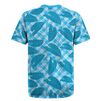 Blue Hawaii Kalo Palaka Motifs Rugby Jersey Hawaiian Taro Leaves Elegant Vibes LT14 - Polynesian Pride