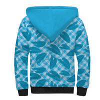 Blue Hawaii Kalo Palaka Motifs Sherpa Hoodie Hawaiian Taro Leaves Elegant Vibes LT14 - Polynesian Pride