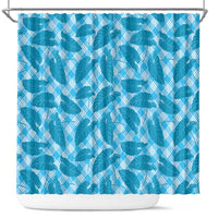 Blue Hawaii Kalo Palaka Motifs Shower Curtain Hawaiian Taro Leaves Elegant Vibes LT14 Blue - Polynesian Pride
