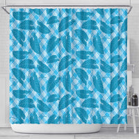 Blue Hawaii Kalo Palaka Motifs Shower Curtain Hawaiian Taro Leaves Elegant Vibes LT14 - Polynesian Pride