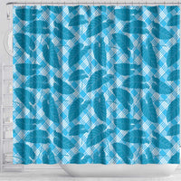 Blue Hawaii Kalo Palaka Motifs Shower Curtain Hawaiian Taro Leaves Elegant Vibes LT14 - Polynesian Pride