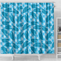 Blue Hawaii Kalo Palaka Motifs Shower Curtain Hawaiian Taro Leaves Elegant Vibes LT14 - Polynesian Pride