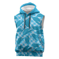 Blue Hawaii Kalo Palaka Motifs Sleeveless Hoodie Hawaiian Taro Leaves Elegant Vibes LT14 Blue - Polynesian Pride