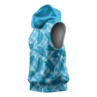 Blue Hawaii Kalo Palaka Motifs Sleeveless Hoodie Hawaiian Taro Leaves Elegant Vibes LT14 - Polynesian Pride