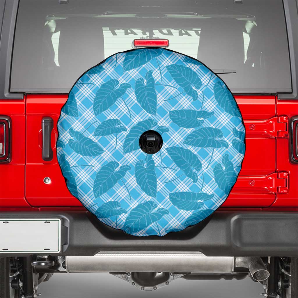 Blue Hawaii Kalo Palaka Motifs Spare Tire Cover Hawaiian Taro Leaves Elegant Vibes LT14 - Polynesian Pride