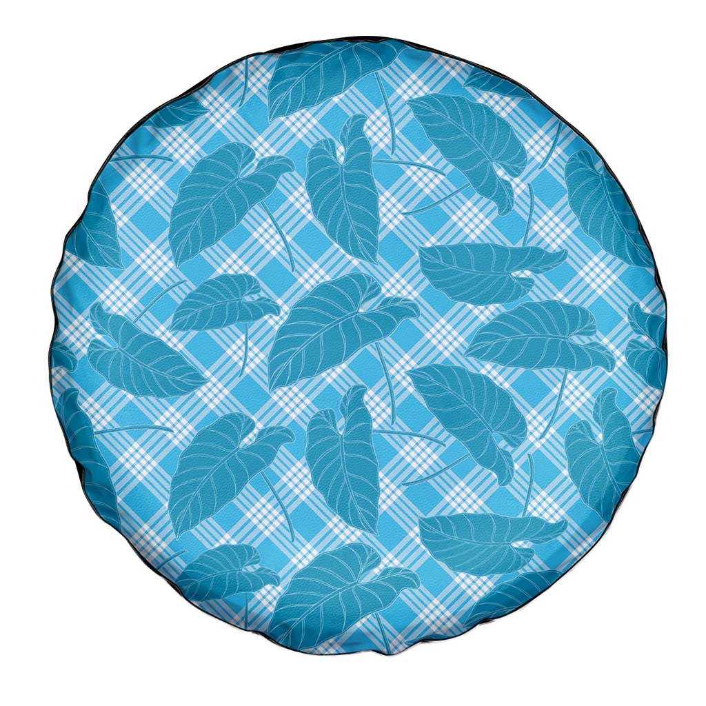 Blue Hawaii Kalo Palaka Motifs Spare Tire Cover Hawaiian Taro Leaves Elegant Vibes LT14 - Polynesian Pride