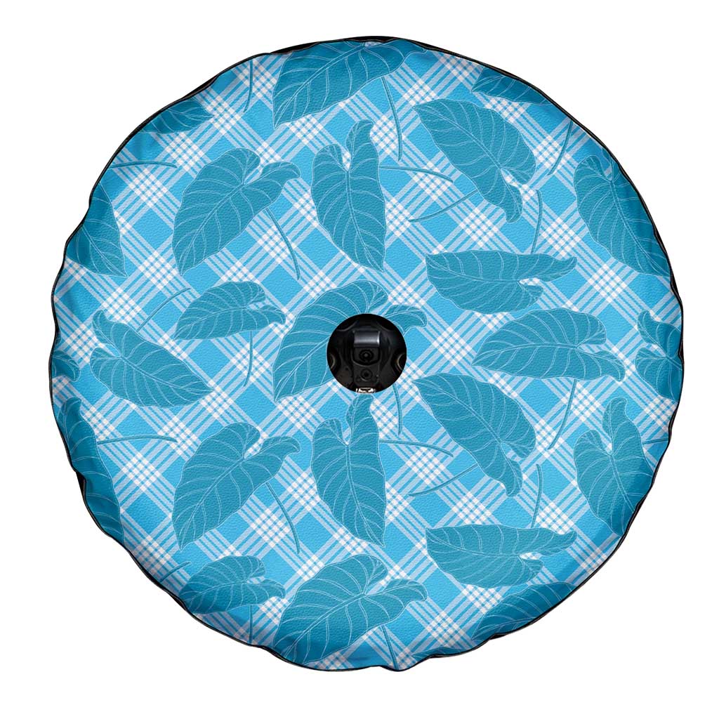 Blue Hawaii Kalo Palaka Motifs Spare Tire Cover Hawaiian Taro Leaves Elegant Vibes LT14 - Polynesian Pride